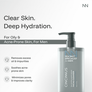 Oil Control Facial Cleanser | Deep Cleansing Face Wash with Moisturizing Care | Controls Excess Oil | For Oily & Acne-Prone Skin, For Men - CINCINNUS
