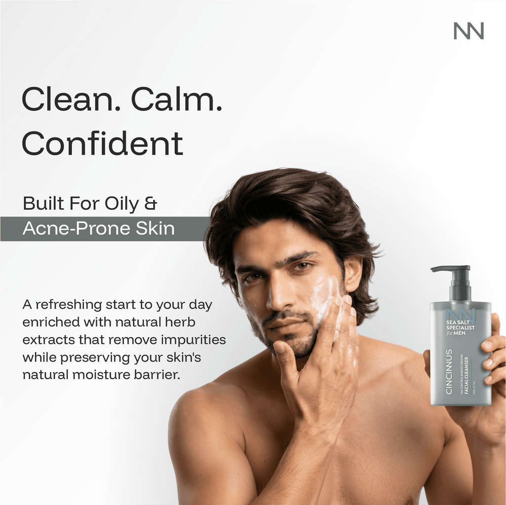 Oil Control Facial Cleanser | Deep Cleansing Face Wash with Moisturizing Care | Controls Excess Oil | For Oily & Acne-Prone Skin, For Men - CINCINNUS