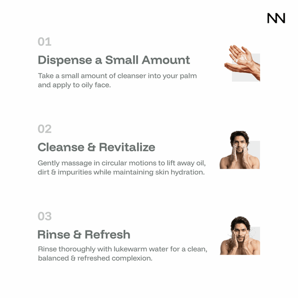 Oil Control Facial Cleanser | Deep Cleansing Face Wash with Moisturizing Care | Controls Excess Oil | For Oily & Acne-Prone Skin, For Men - CINCINNUS