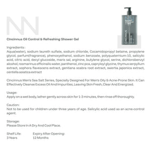 Oil Control Refreshing Shower Gel | Deep Cleansing Body Wash | Controls Excess Oil & Refreshes Skin | Ideal for Oily Skin, For Men - CINCINNUS