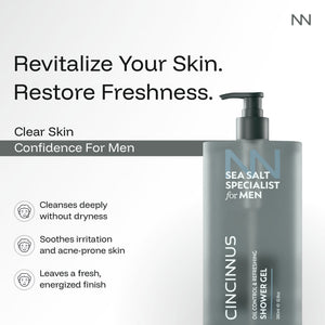 Oil Control Refreshing Shower Gel | Deep Cleansing Body Wash | Controls Excess Oil & Refreshes Skin | Ideal for Oily Skin, For Men - CINCINNUS