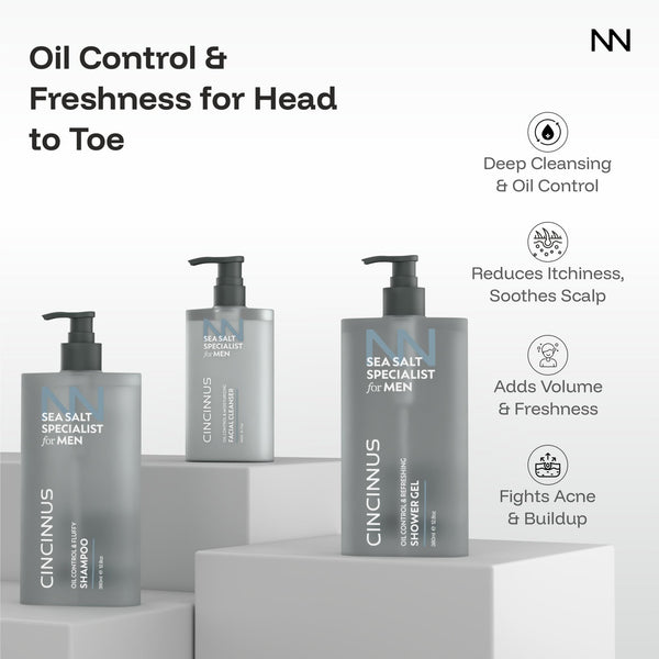 Sea Salt Specialist Men's Grooming Kit | Complete Grooming Essentials | Oil Control & Freshness | For Everyday Men's Care - CINCINNUS