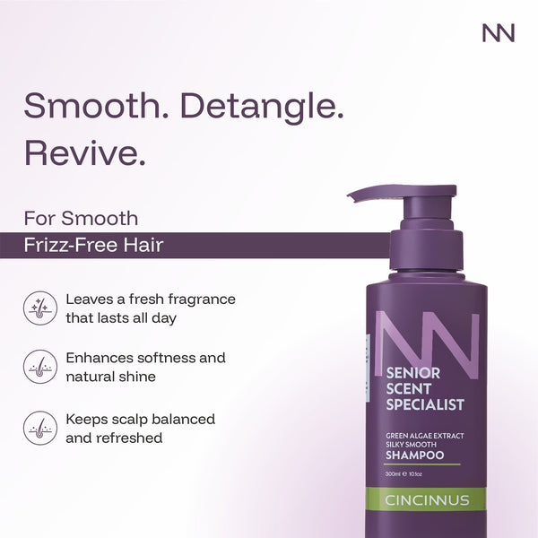 Silky Smooth Shampoo | Green Algae Extract | Soft, Shiny & Smooth Hair | Nourishing Shampoo for Dull & Rough Hair - CINCINNUS